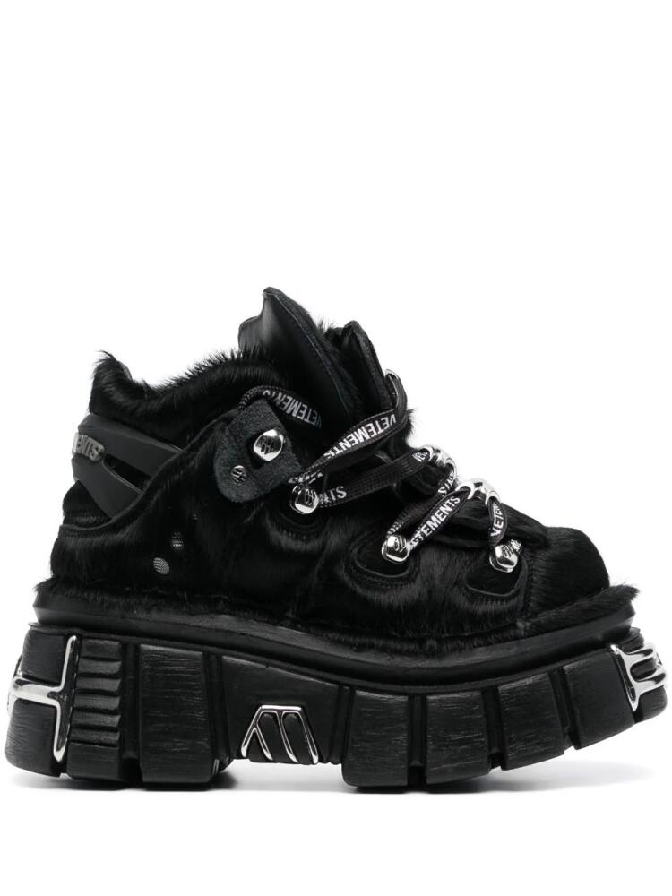 VETEMENTS 75mm platform leather sneakers - Black Cover