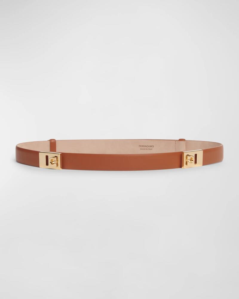 Ferragamo Hug Leather Skinny Belt Cover