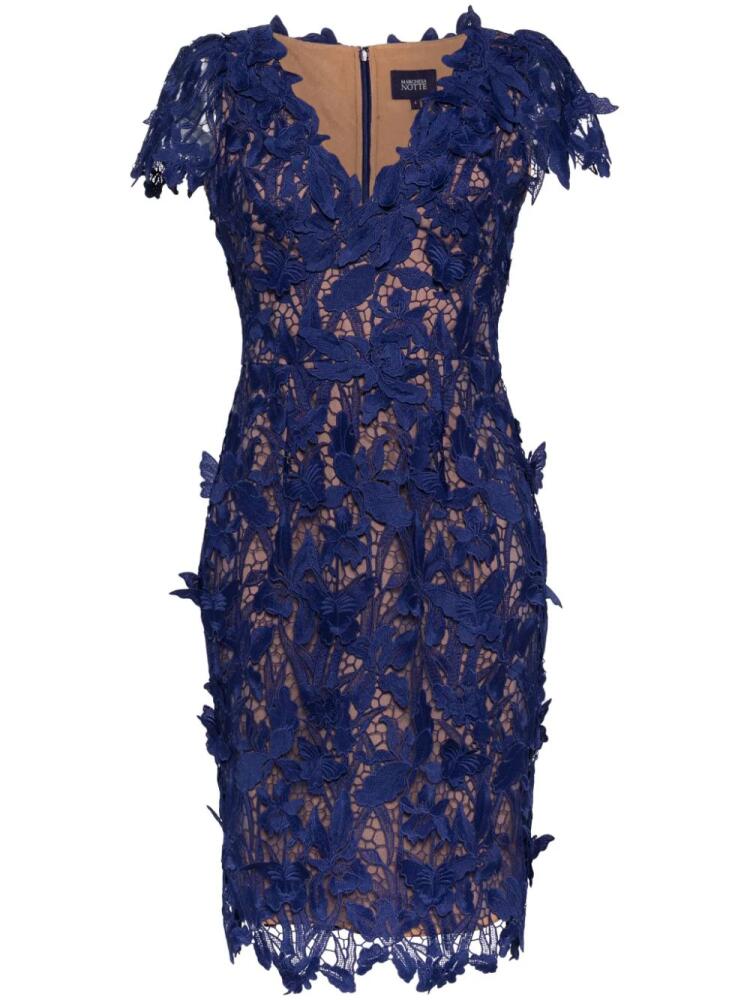 Marchesa Notte lace-detailing midi dress - Blue Cover