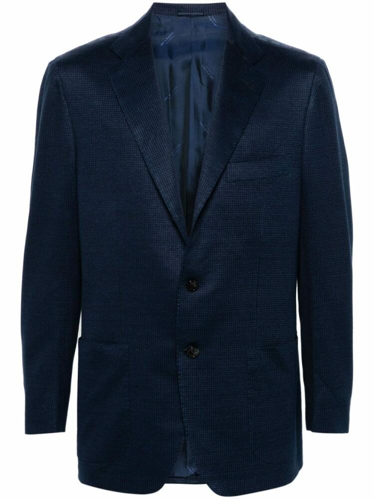 Kiton single-breasted houndstooth-pattern blazer - Blue Cover