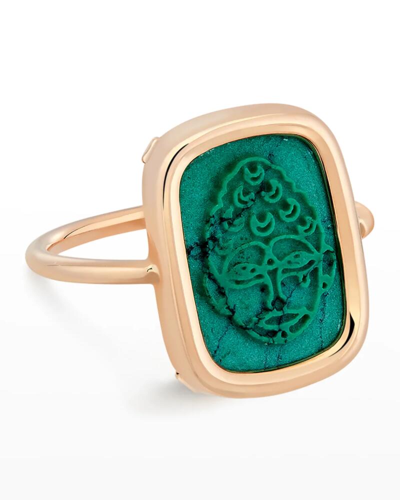 GINETTE NY Rose Gold Turquoise Buddha Ring Cover