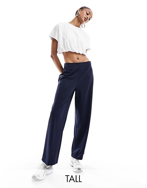 Vero Moda Tall tailored straight leg pants in navy Cover