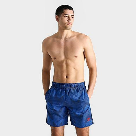 Adidas Men's Originals Football-Inspired Allover Print Swim Shorts in Blue/Bright Royal Cover