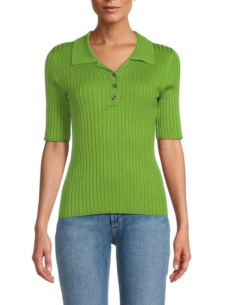 Saks Fifth Avenue Women's Ribbed Polo - Leafy Green Cover