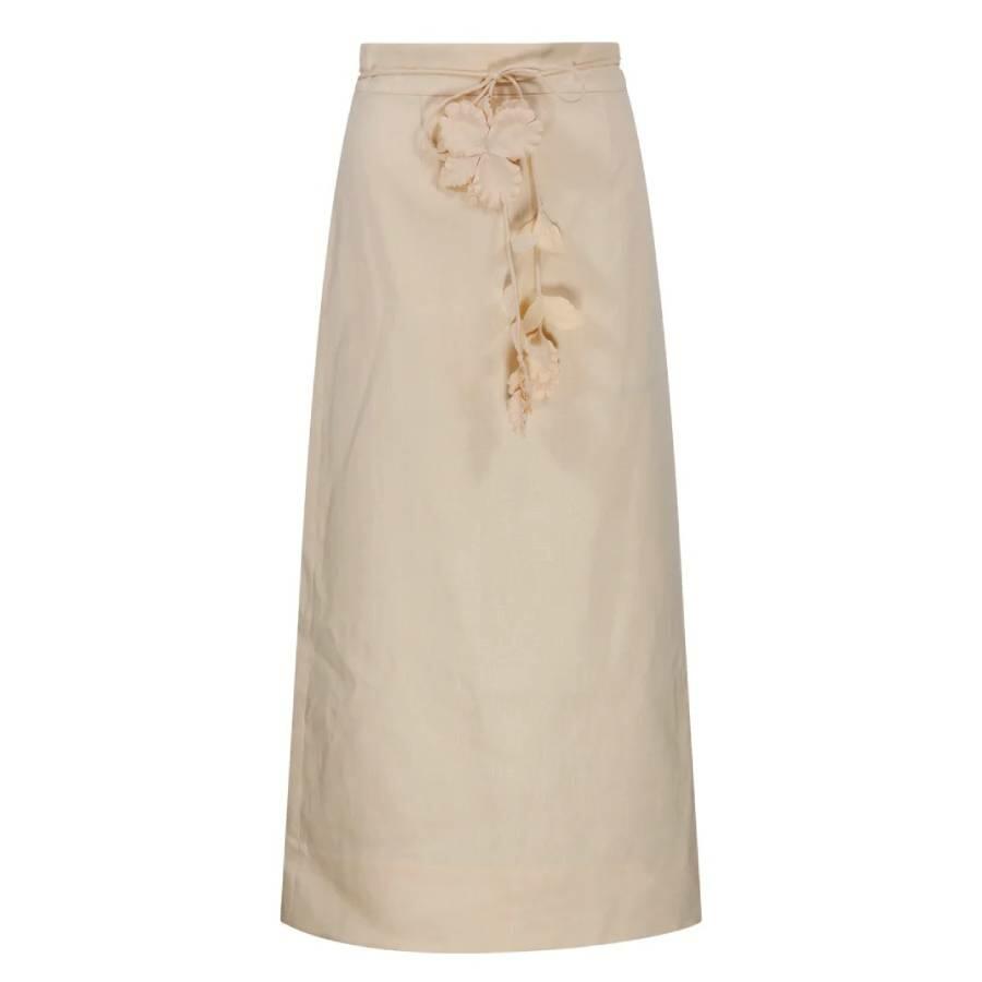 Zimmermann Ladies Cream Luminosity Pencil Midi Skirt Cover