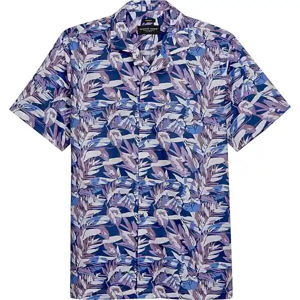 Pronto Uomo Big & Tall Men's Modern Fit Watercolor Paints Camp Shirt Blue - Only Available at Men's Wearhouse Cover