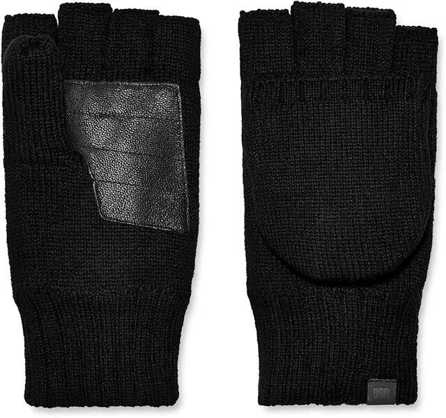 UGG Knit Flip Mitten with Recycled Microfur Lining (Black) Extreme Cold Weather Gloves Cover