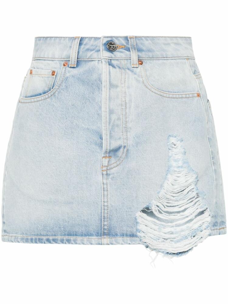 VETEMENTS distressed denim mini skirt - Blue Cover