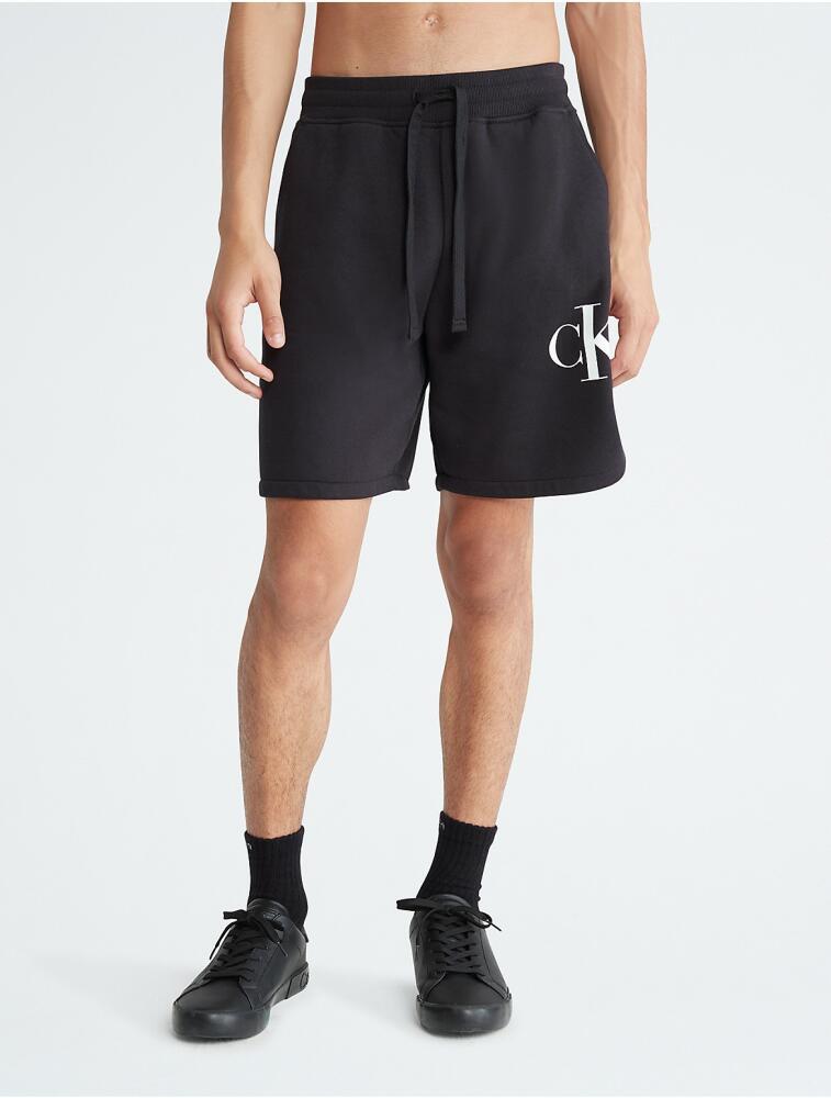 Calvin Klein Men's Monogram Logo Fleece Shorts - Black Cover