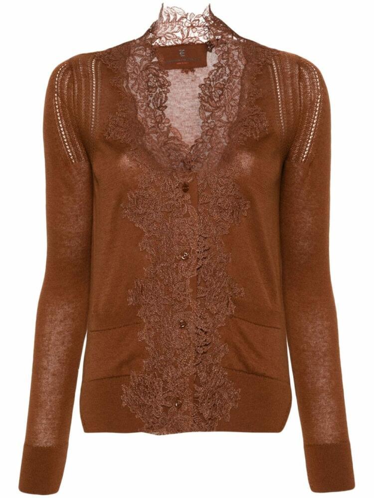 Ermanno Scervino lace-detail cardigan - Brown Cover