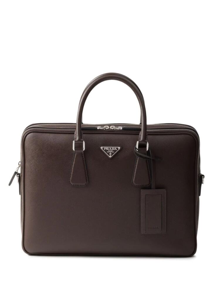 Prada Saffiano leather zip briefcase - Brown Cover