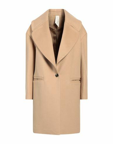 Annie P. Woman Coat Beige Virgin Wool, Polyamide, Cashmere Cover