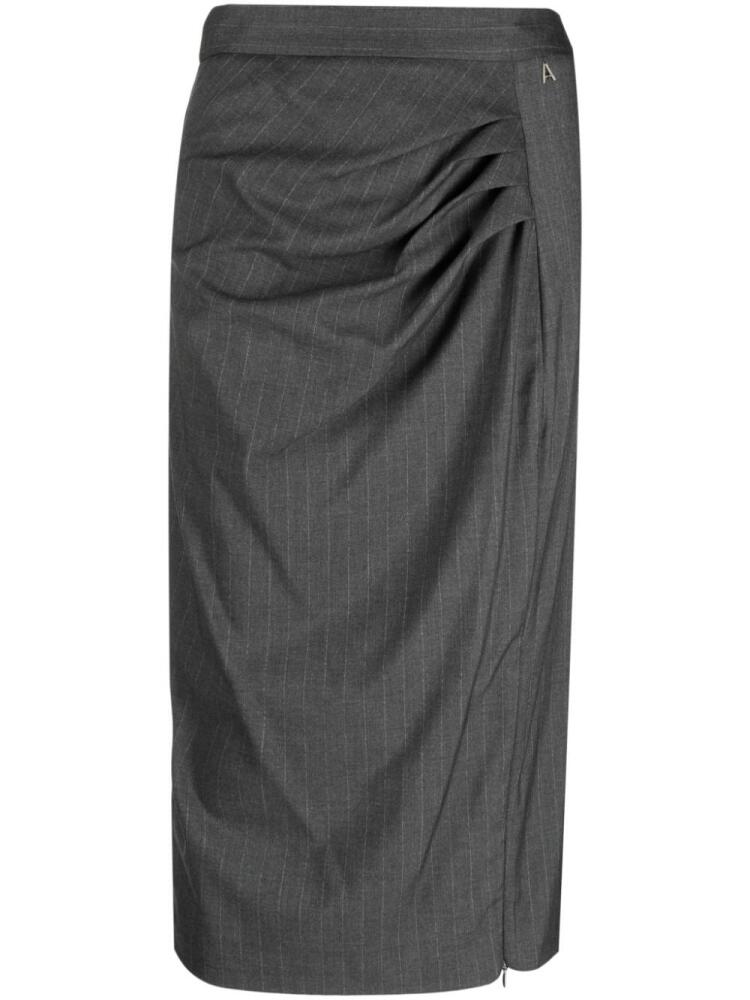 TWINSET pinstripe pleat-detail midi skirt - Grey Cover