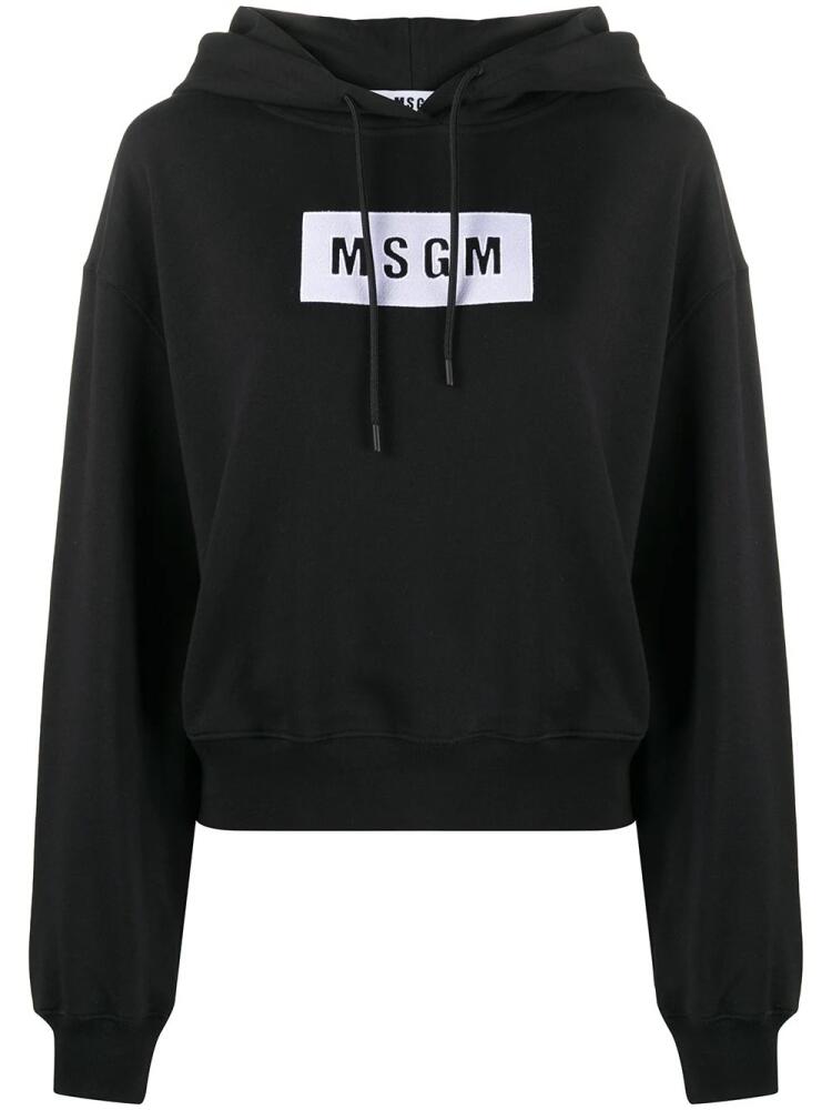 MSGM logo-print cotton hoodie - Black Cover