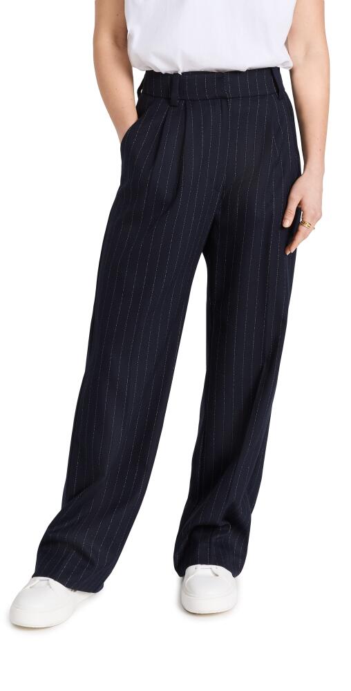 Favorite Daughter The Favorite Pants Petite Navy Pinstripe Cover