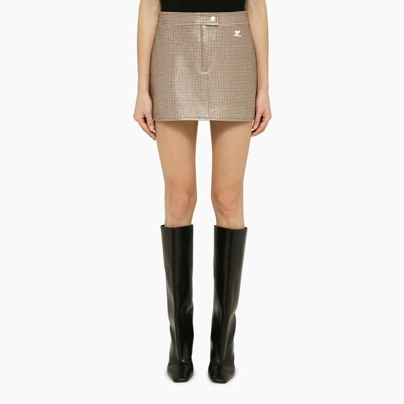 Courrèges Brown/black plaid mini skirt Cover