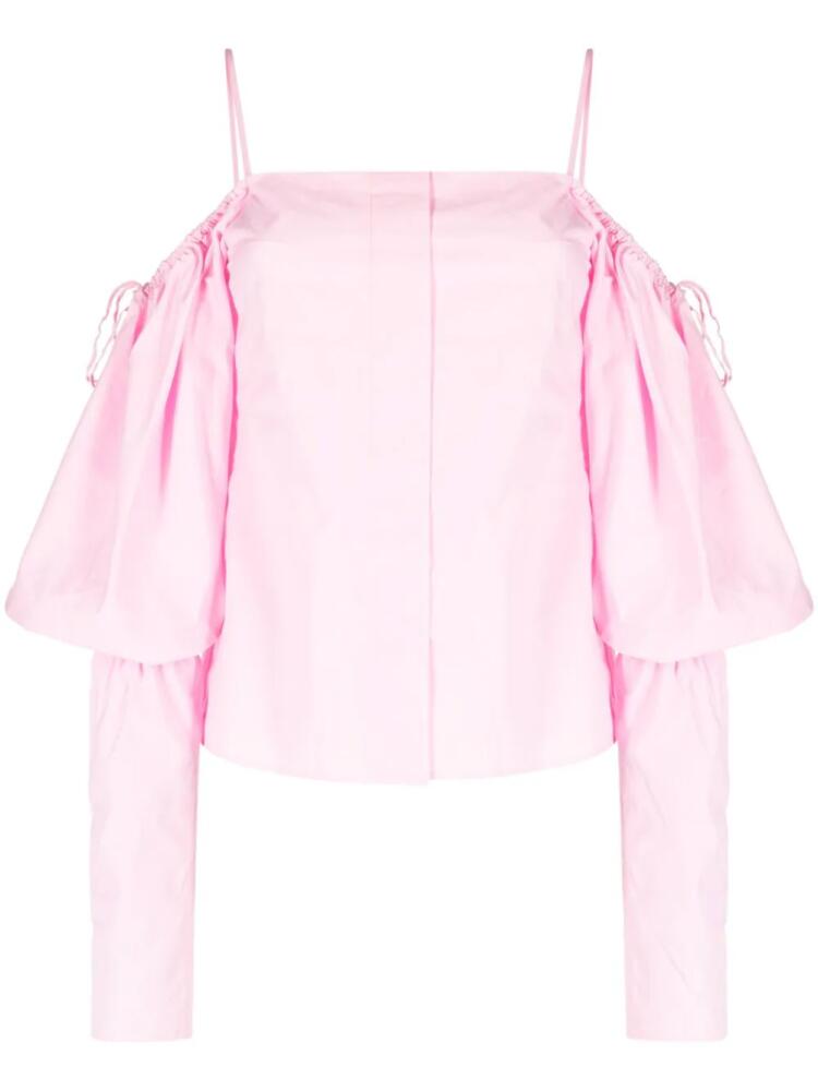 Rejina Pyo Bay off-shoulder cotton blouse - Pink Cover