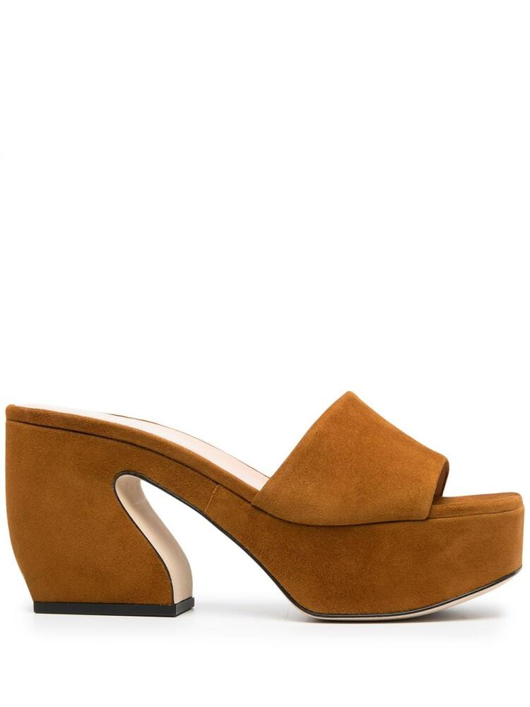 Si Rossi chunky-heel suede mules - Brown Cover