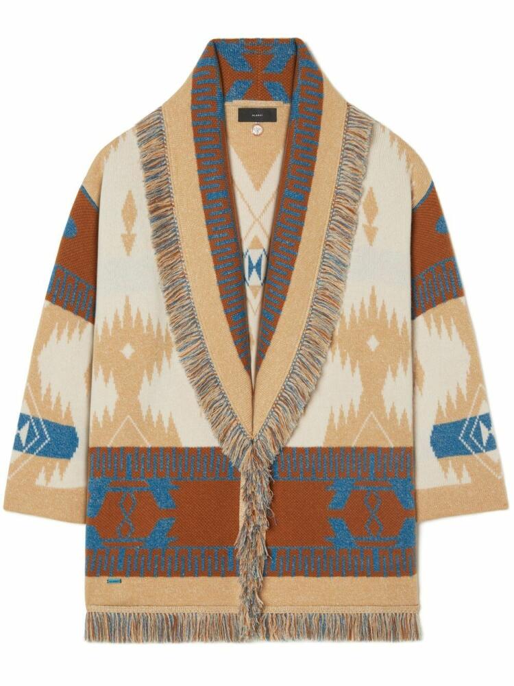 Alanui wool graphic-jacquard cardigan - Brown Cover