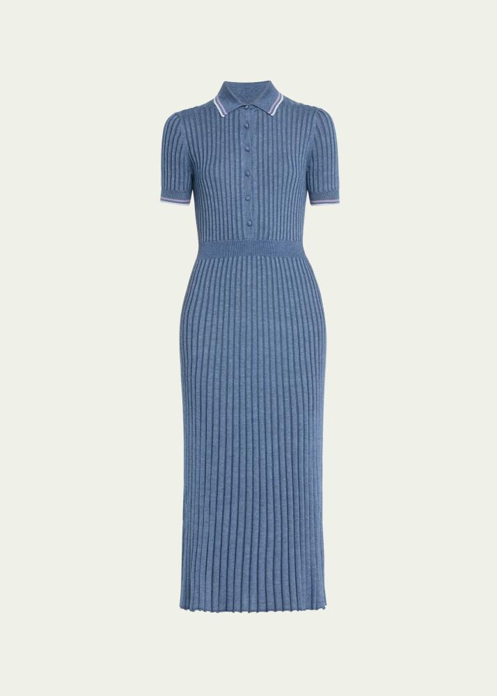 Gabriela Hearst Eyot Short-Sleeve Cashmere Rib Maxi Polo Dress Cover