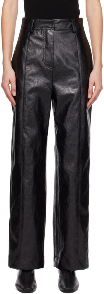 LVIR Black Cracked Faux Leather Trousers Cover