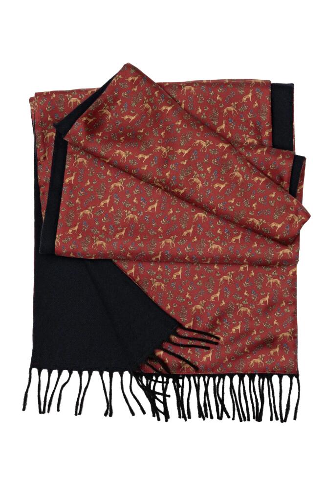 Elizabetta Canis Romanus - Wool Backed Silk Scarf for Men in Red Cover