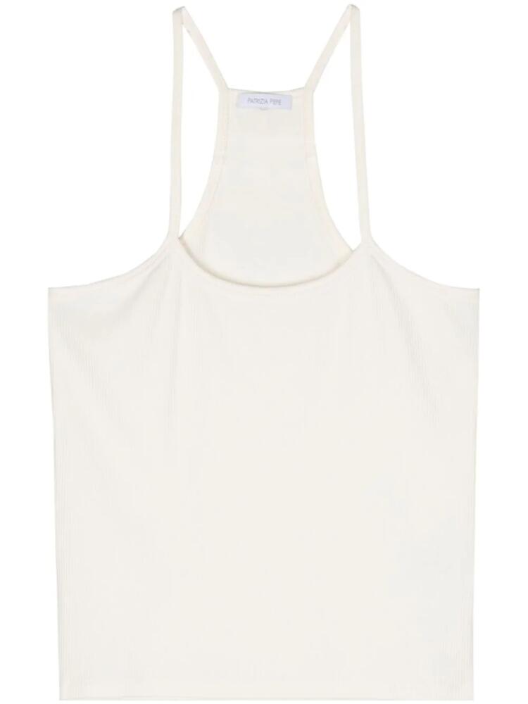 Patrizia Pepe fine-ribbed cropped tank top - White Cover