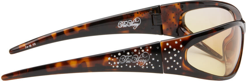 I'm Sorry by Petra Collins SSENSE Exclusive Brown Mimi Wade Edition Crystal-Cut Sunglasses Cover