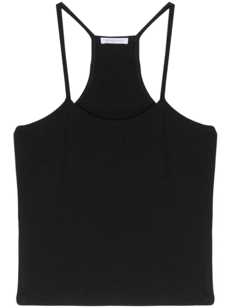 Patrizia Pepe racerback ribbed tank top - Black Cover