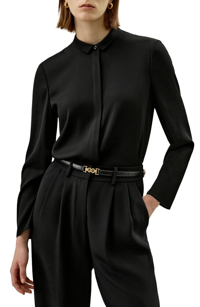 Lilysilk Classic Collar Silk Shirt for Women in Black Cover