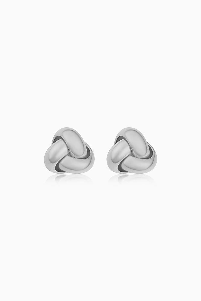 Oradina 14K Gold Forget Me Knot Stud Earrings in White Gold Cover