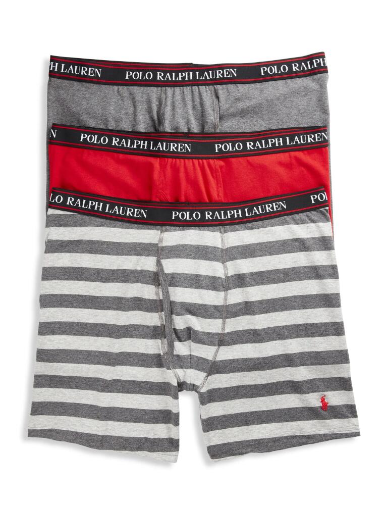 Polo Ralph Lauren 3-Pk Classic Stretch Boxer Briefs in Red Charcoal Mlti Cover