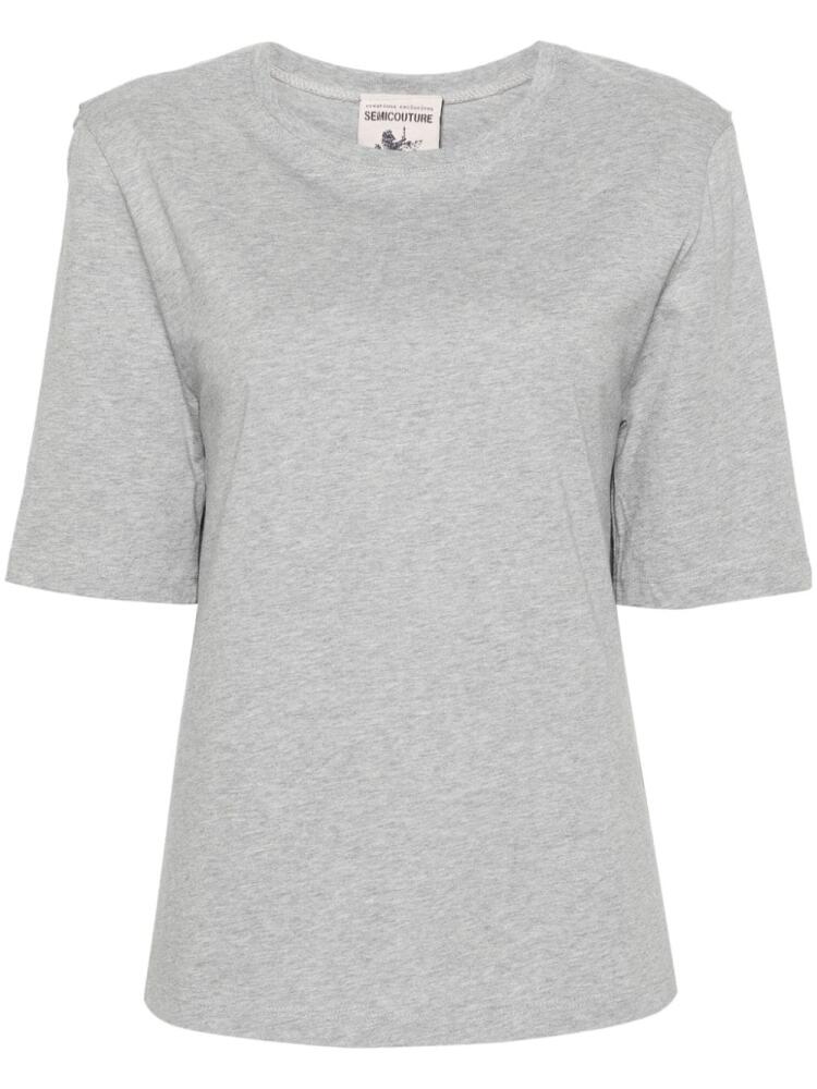 Semicouture pleat-detailed cotton T-shirt - Grey Cover