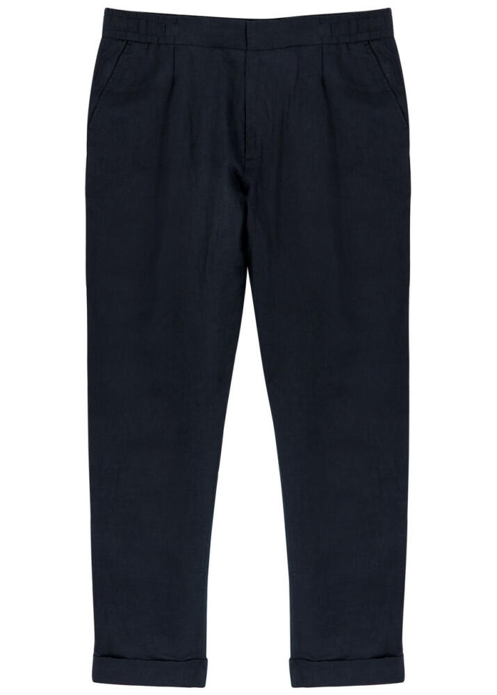 Che Tapered-leg Cropped Linen Trousers - Navy Cover