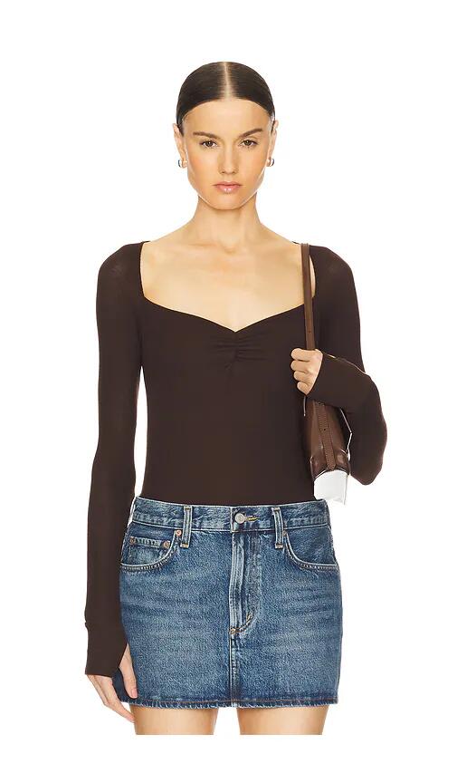 Michael Lauren Kiran Sweetheart Neck Top in Brown Cover