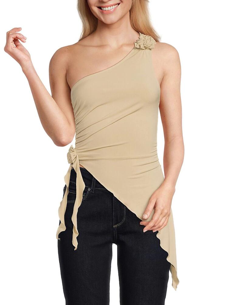 WeWoreWhat Women's Asymmetric Rose Top - Safari Cover