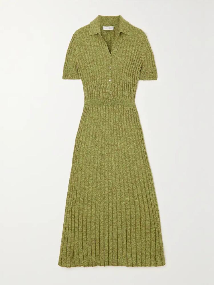 Gabriela Hearst - Avant Ribbed Cashmere And Silk-blend Midi Dress - Green Cover