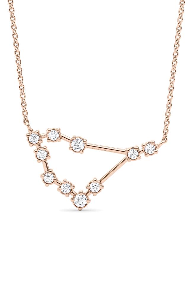 HauteCarat Capricorn Constellation Lab Created Diamond Necklace in 18K Rose Gold Cover