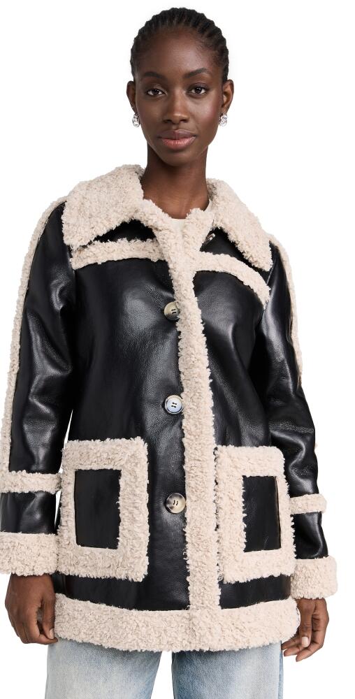 Avec Les Filles Faux Shearling Jacket Black/Cream Cover