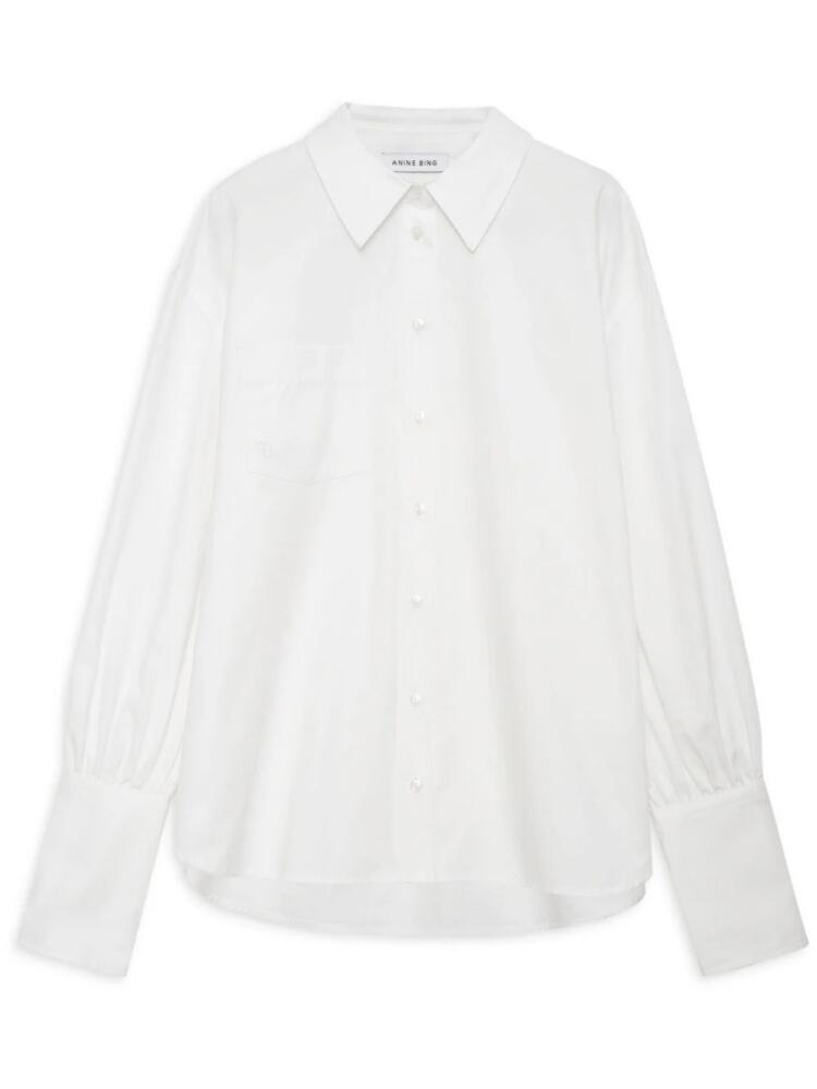 ANINE BING Maxine logo-embroidered cotton shirt - White Cover