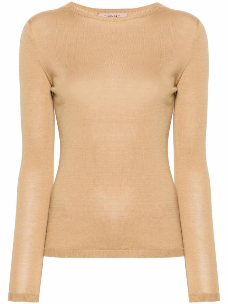 TWINSET long-sleeve silk jumper - Neutrals Cover