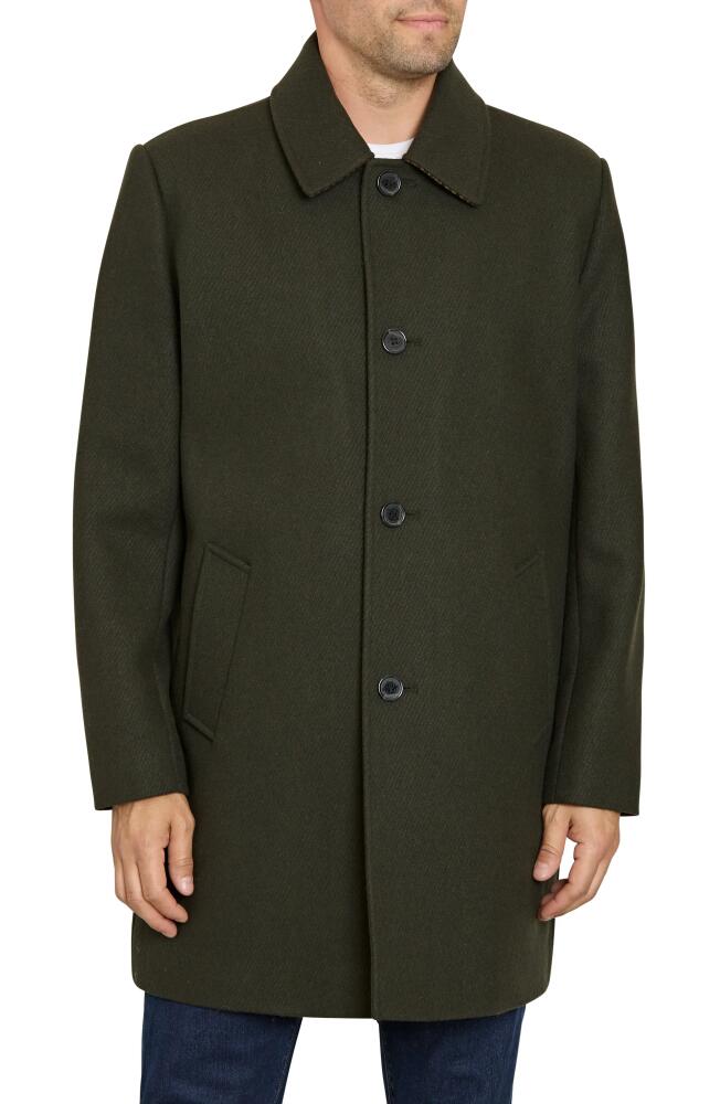 Sam Edelman Single Breasted Wool Blend Coat in Moss Twill Cover