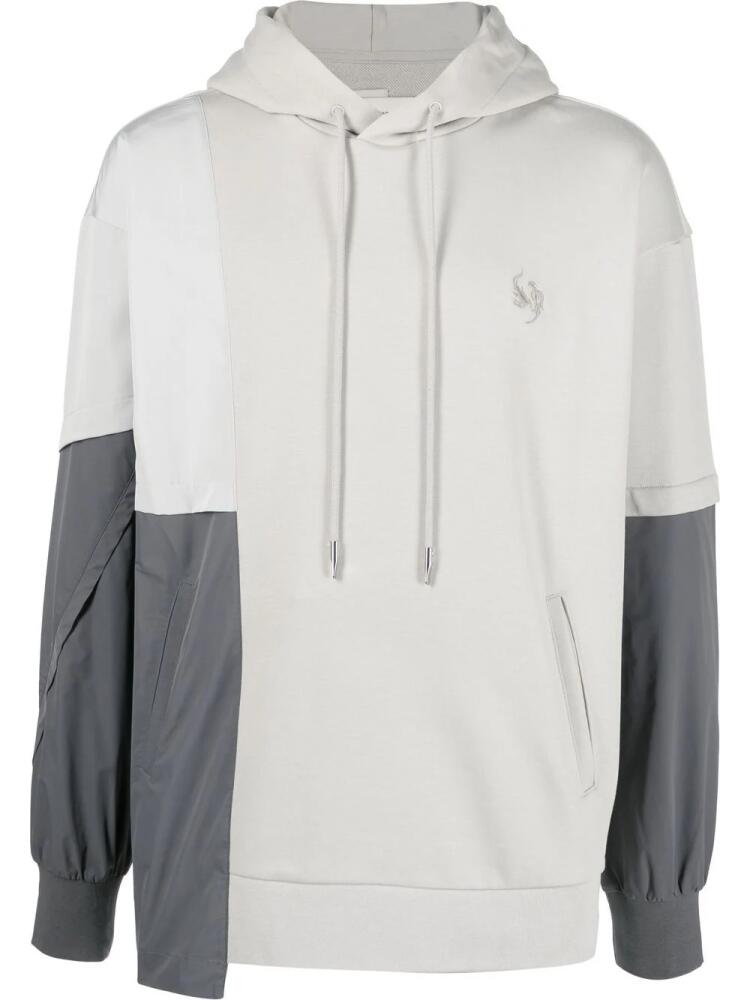 Feng Chen Wang logo-embroidered panelled hoodie - Grey Cover