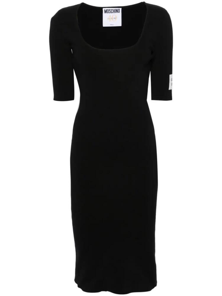 Moschino square-neck ribbed midi dress - Black Cover