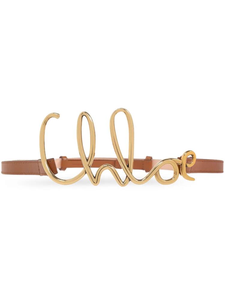 Chloé logo buckle leather belt - Brown Cover