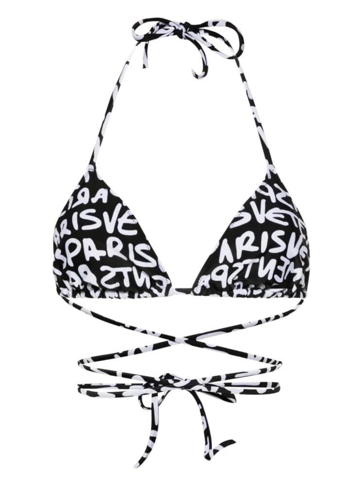 VETEMENTS logo-print triangle bikini top - Black Cover