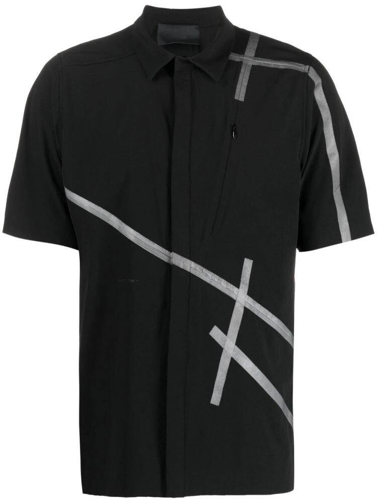 HELIOT EMIL striped-detail short-sleeve shirt - Black Cover