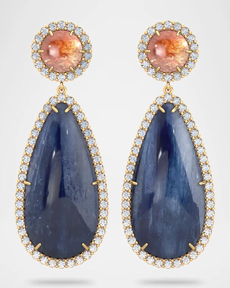 Jamie Turner 18K Gold Elevated Alice Drop Earrings with Kyanite, Sunstone and Diamonds Cover