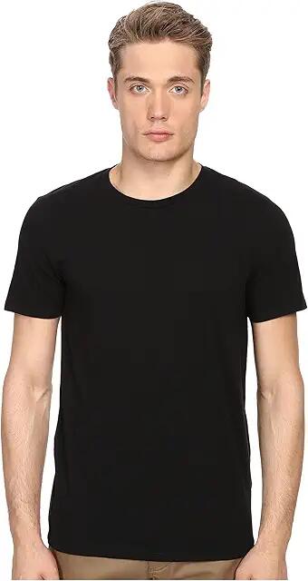 Vince Short Sleeve Pima Cotton Crew Neck Shirt (Black) Men's Short Sleeve Pullover Cover