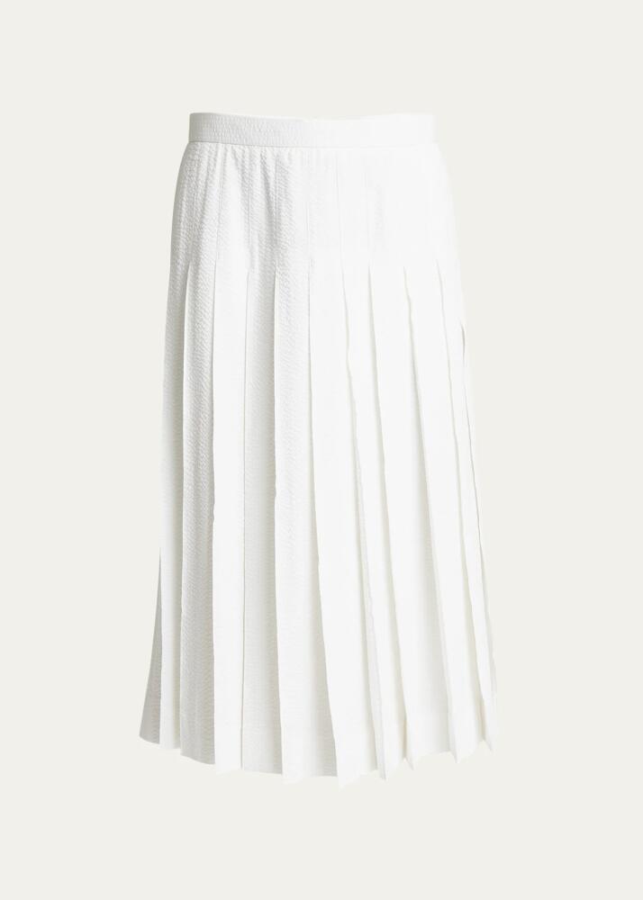 Thom Browne Men's Cotton Seersucker Calf-Length Knife-Pleated Skirt Cover